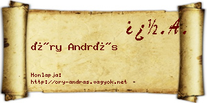 Őry András névjegykártya